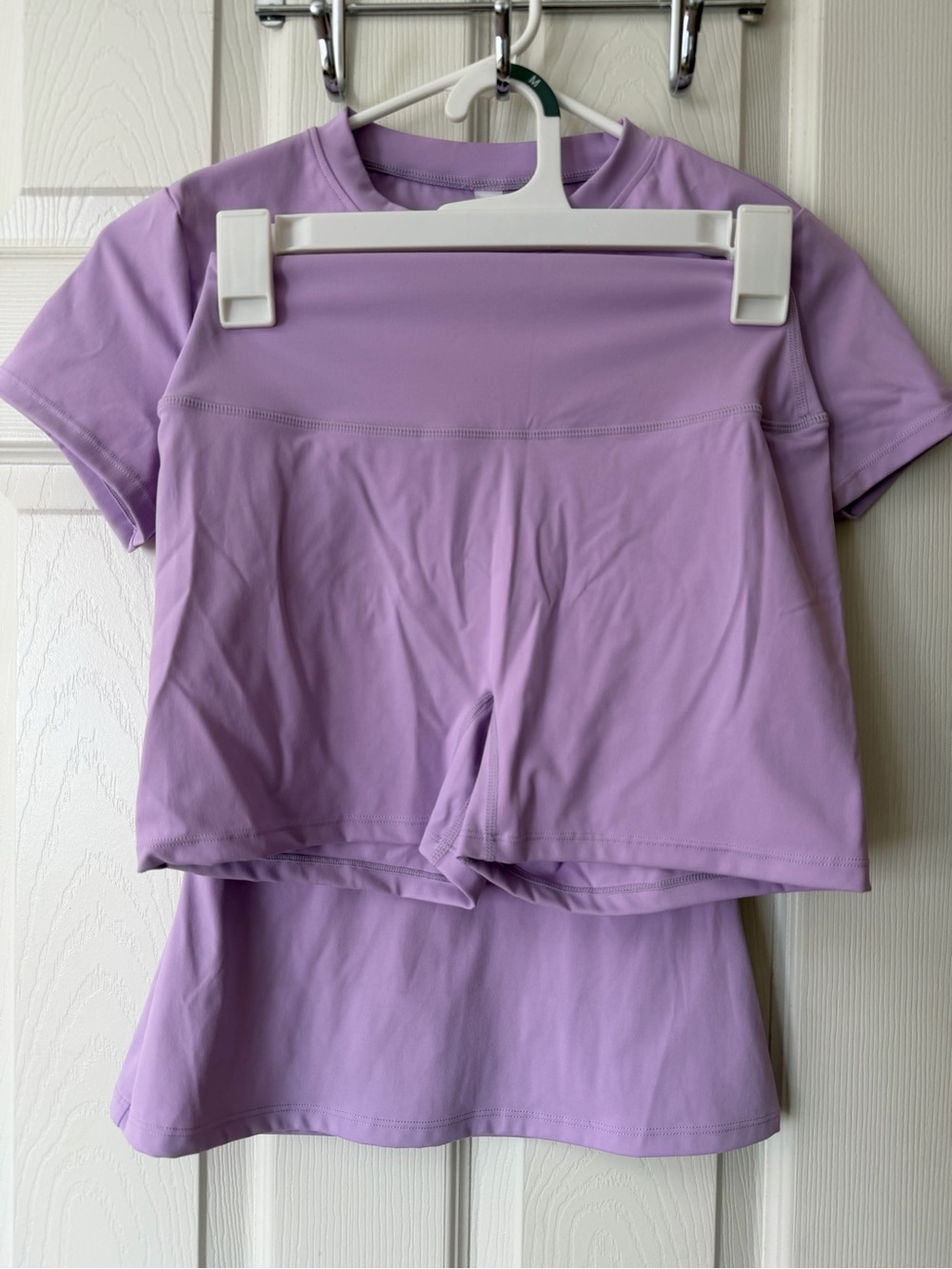 Women's Lavender Short Sleeve Top & Workout Short 2 Piece Set